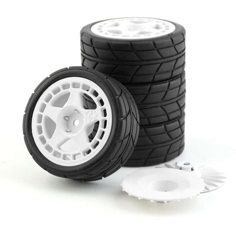 4 Pièces 12mm Hex 65mm Pneus De Roue En Caoutchouc Pour Xv-01 Tt-01 Tt-02 Lc Racing Ptg-2 Wr8 1/10 Rc Car,2