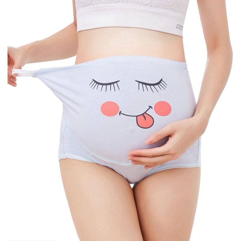 Culotte De Maternite Taille Haute Ajustable En Coton Pour Femmes Enceintes (Bleu L)