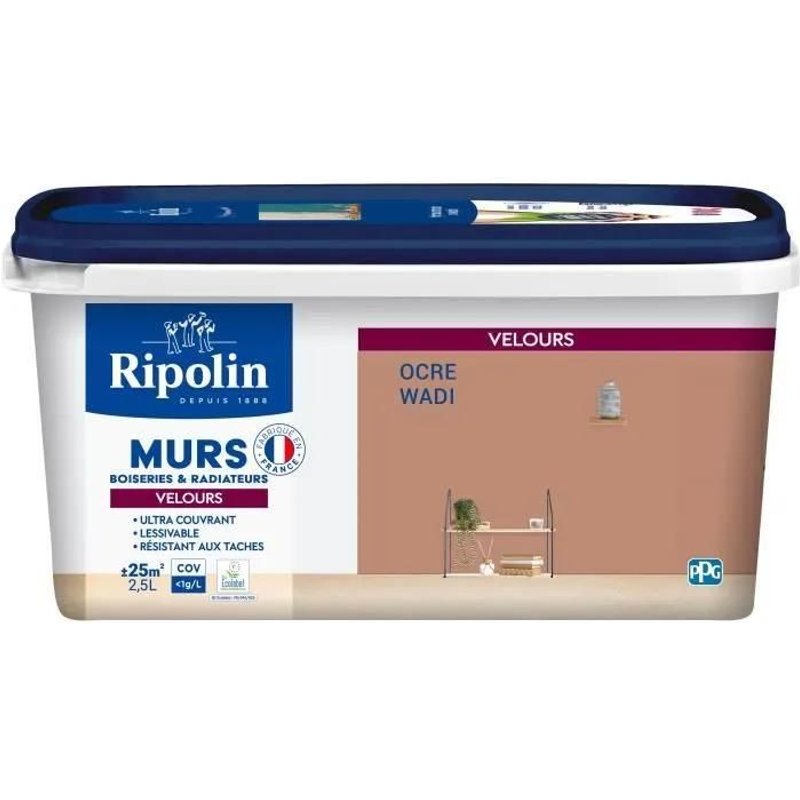 Déco murs boiseries & radiateurs ocre wadi velours - RIPOLIN - 2,5 L