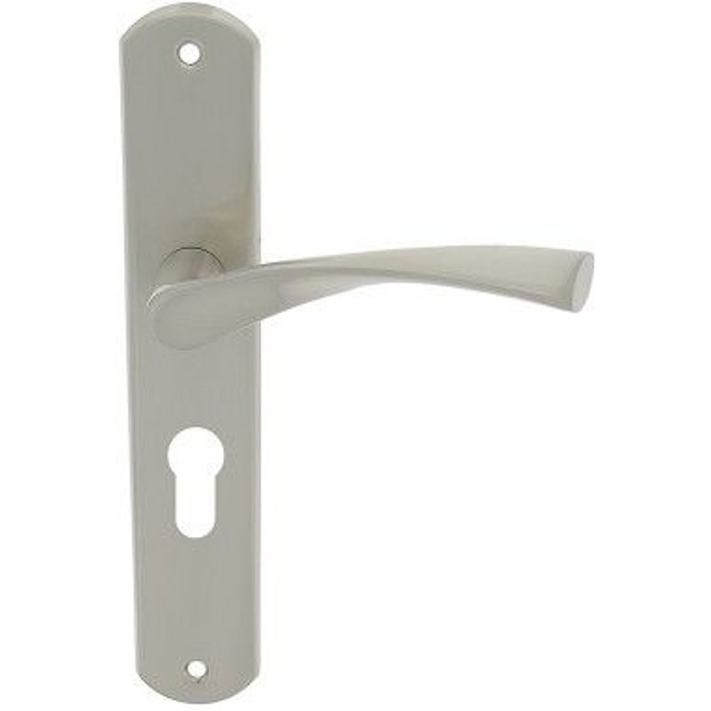 Poignées de porte d'intérieur sur plaque 195 mm Balard - nickelé mat - clé I CADAP