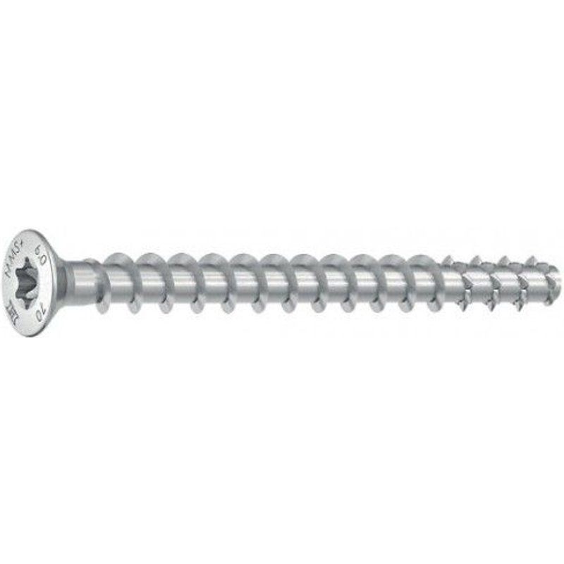 Vis bĂ©ton acier zinguĂ© tĂȘte fraisĂ©e filetage total MULTI-MONTI Plus - 7,5 x 70 mm - x50 HECO