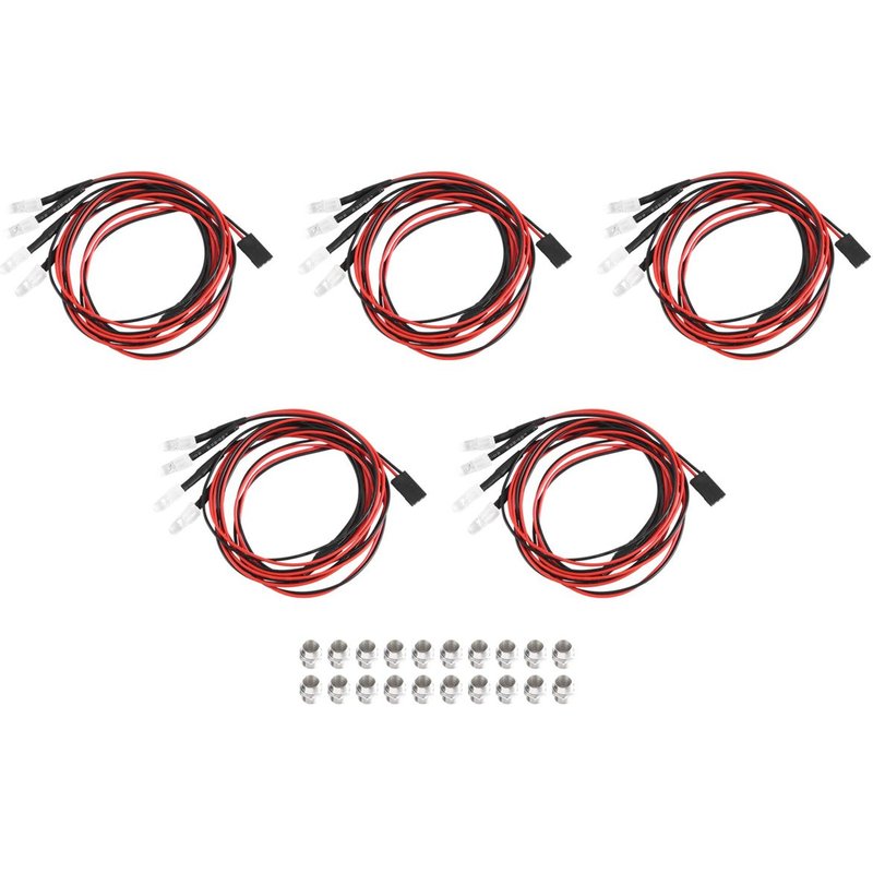 5 Pièces 4led 5mm Phares Rc Accessoire Lumières Led Pour Véhicule De Voiture Modèle Drift 1/10, Rouge Et Blanc