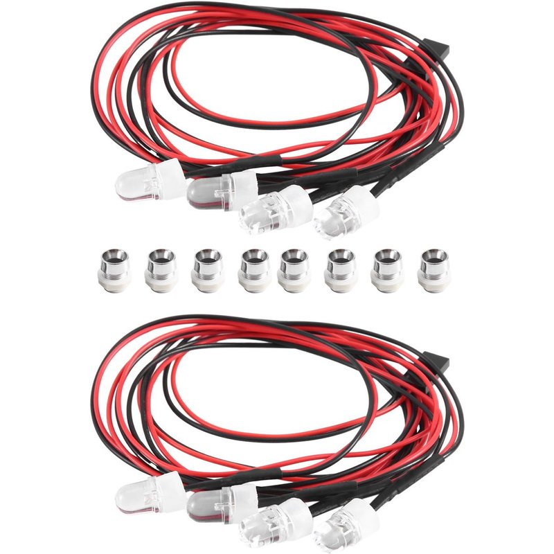 Feux De Voiture Rc 3-9 V, Ensemble De Phares Pour 1/5 1/8 1/10 1/12 1/14 Rc Modèle De Voiture Camion Led, 2 Blancs 2 Rouges 8 Mm