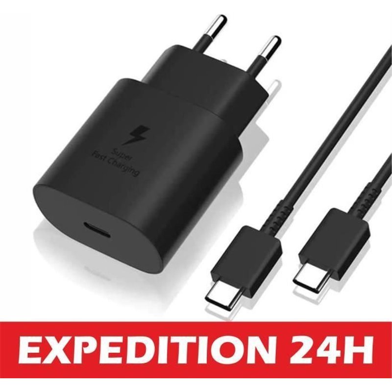 Chargeur Pd Rapide + Câble Usb-C Vers Usb-C Pour Oppo Reno 6, 6 Pro, Find X5, Find X5 Lite, Find X5 Pro - Noir