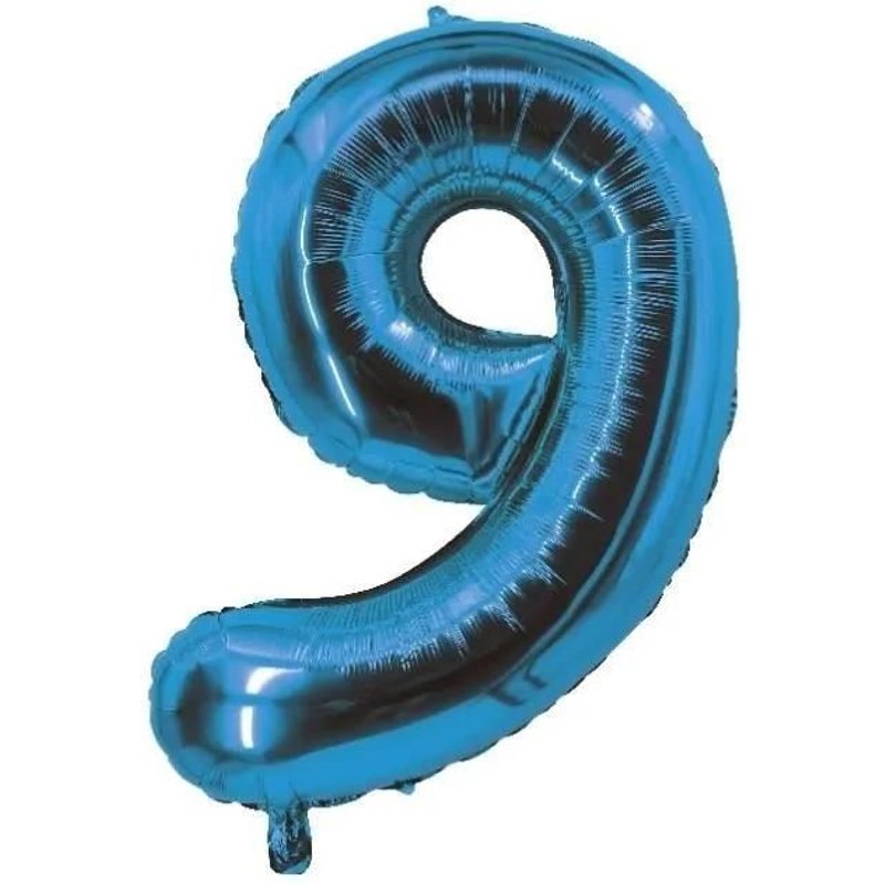 P'tit Clown Re80509, Ballon Alu Mylar 85cm Chiffre 9, Bleu Électrique