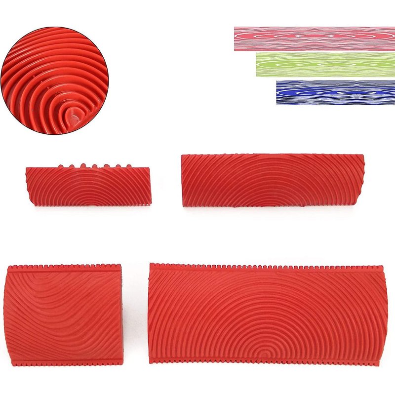 Lot de 4 outils pour le grain du bois, rouleaux de peinture imitation bois, pinceaux pour peinture murale, ensemble d'outils pour la texture des murs (MS3 ; MS6)