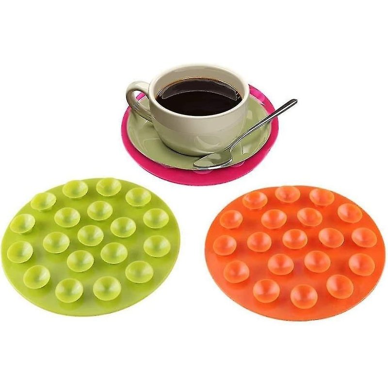 Vaisselle Pour Enfants, Tapis À Ventouses, Antidérapant, Double Face, Assiette, Bol, Couverts, Set De Table (2 Pièces, Vert + Orange)