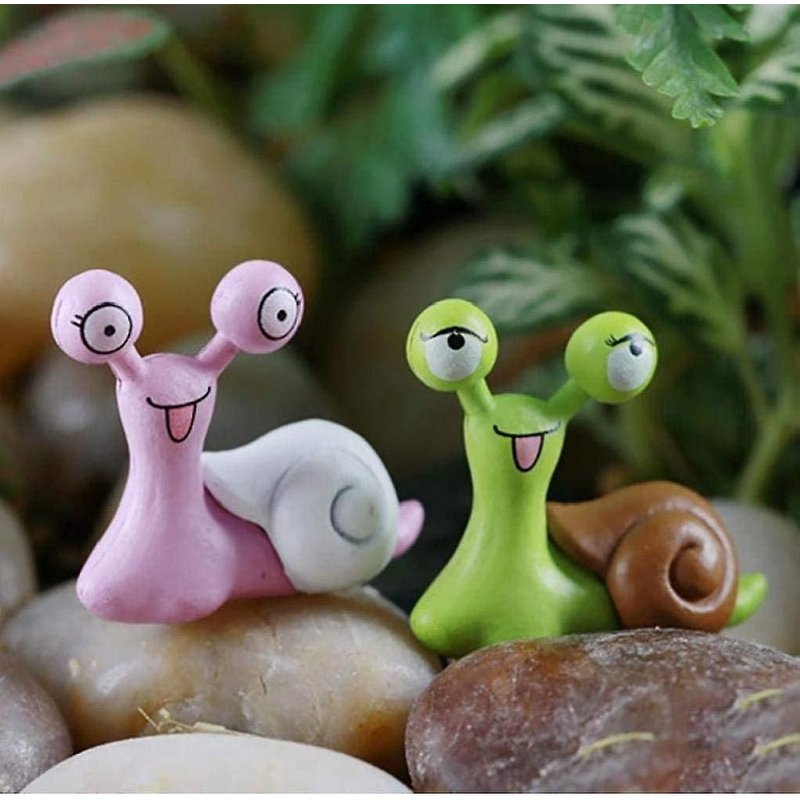 Lot de 5 figurines d'escargots miniatures pour jardin de fées, décoration de maison de poupée, couleur aléatoire