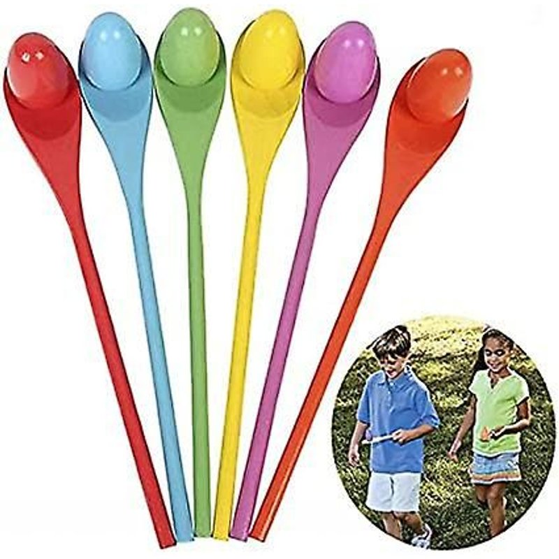 Jeu De Relais ?Uf Et Cuillère 12 Pièces Pour Fêtes, Anniversaires, Sorties En Famille (Couleurs Assorties)