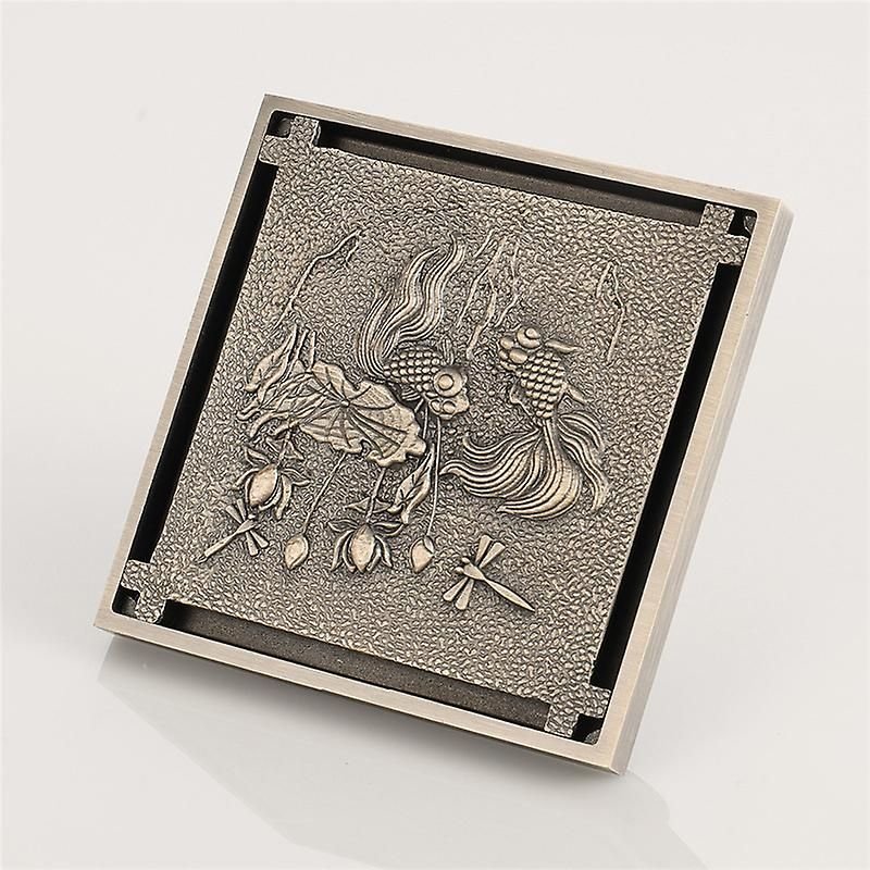 Caniveau de douche rétro en laiton, grand diamètre, anti-obstruction, cuivre, 10 x 10 x 5 cm