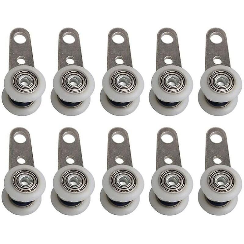 Lot de 10 roulettes pour fenêtres ou portes coulissantes - Métal et plastique - 4,5 x 1,9 cm