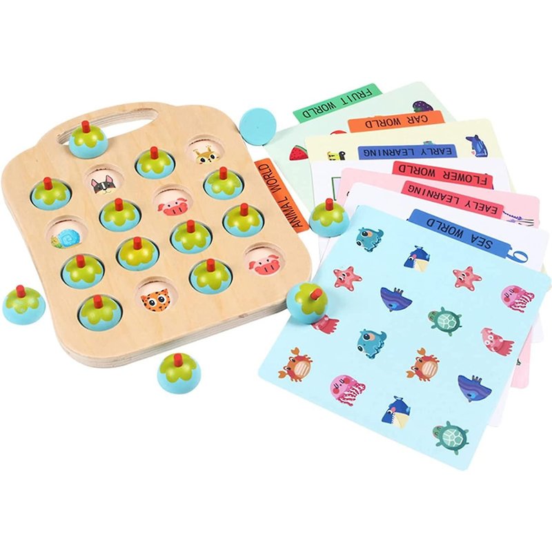 Jeu de cartes de correspondance et de mĂ©moire, jeu de correspondance, jouet pour enfant, casse-tĂȘte, puzzle en bois, cadeau Ă©ducatif pour les tout-petits (bleu)