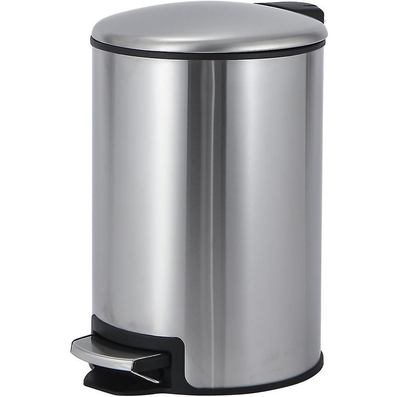 Poubelle de salle de bain à pédale en acier inoxydable, capacité 3L, polypropylène, intérieur amovible, fermeture Soft-Lock, sans BPA, métallique.