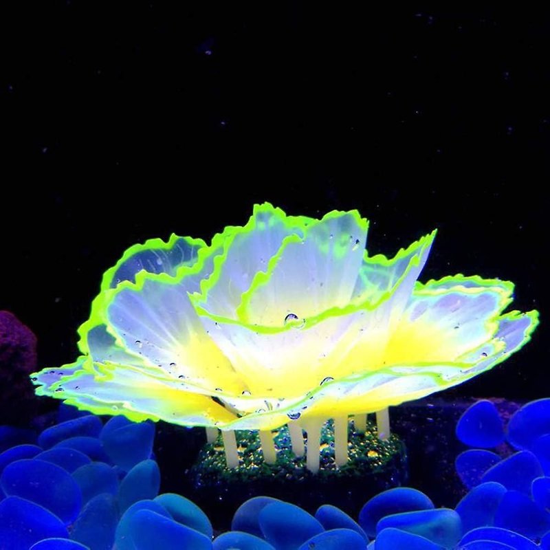 1 Corail Artificiel Effet Lumineux, Décoration D'aquarium, Corail Décoratif, Décoration De Plantes D'aquarium, Décoration D'aquarium En Forme De Fleur 2 7/10"" X 3