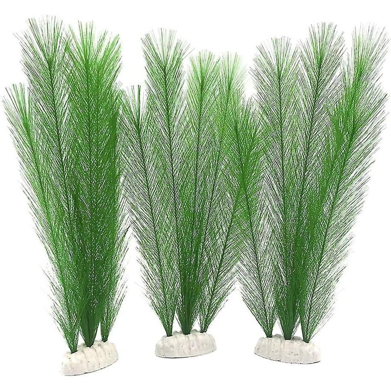 Lot De 3 Plantes Aquatiques Artificielles Vertes Pour Aquarium, Fabriquées En Tissu De Soie Et Plastique