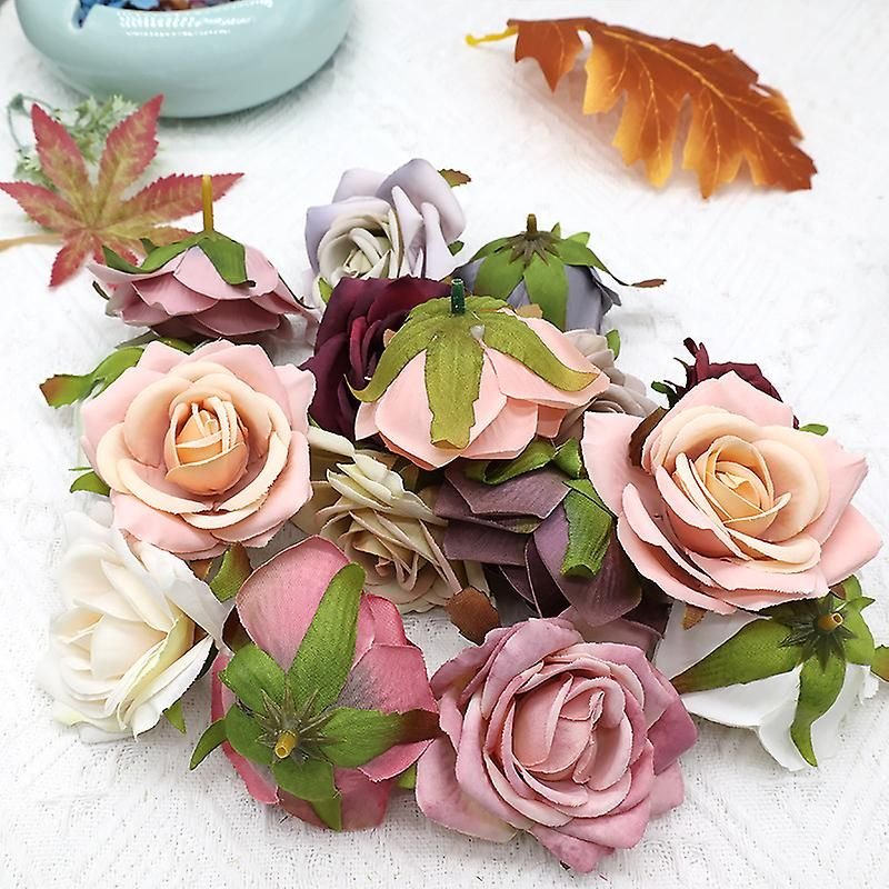 Lot de 13 tĂȘtes de roses artificielles pour cartes de mariage, dĂ©coration de maison (13 couleurs diffĂ©rentes)