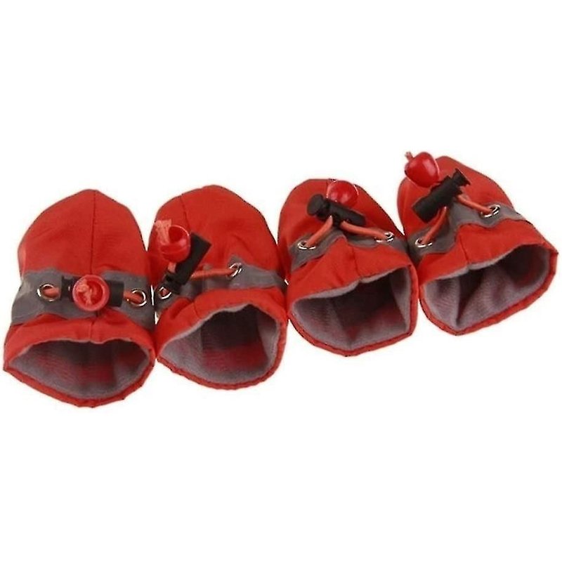Lot De 4 Bottes De Pluie Imperméables Pour Chiens, Chaussures Antidérapantes Pour Petits Chiens Et Chiots, Étui Pour Fournitures D'hiver (Couleur : Rouge, Taille : 4)