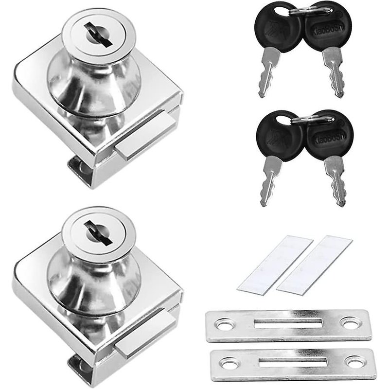 Lot de 2 serrures de porte en verre en alliage de zinc, antirouille, pour porte en verre de 5 à 12 mm, sans perçage