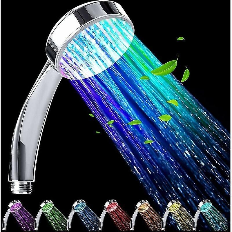 Pommeau de douche LED, 7 couleurs, changement automatique, haute pression, universel, pour la maison, l'hôtel, la salle de bain, chromé