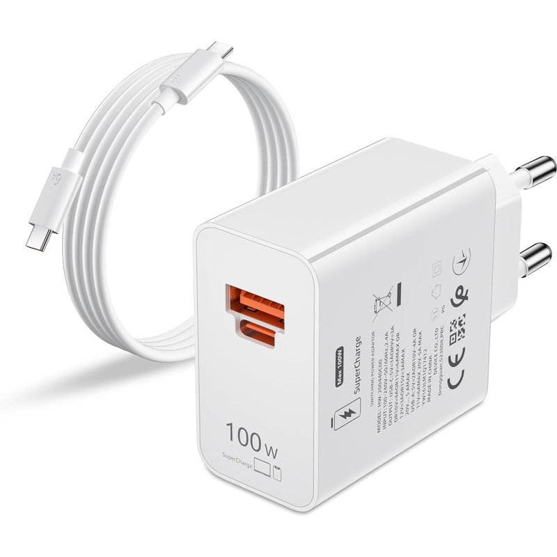 100W Supercharge Chargeur Rapide et 2M 6A Câble USB C pour Honor 200 Pro 200 Lite Magic7 5 6,2 Ports PD Chargeur Rapide USB per Honor 90 Smart X6b X7b 70 Lite X8a X7a X6a X8b X7b Magic V2 V3 Pad 9