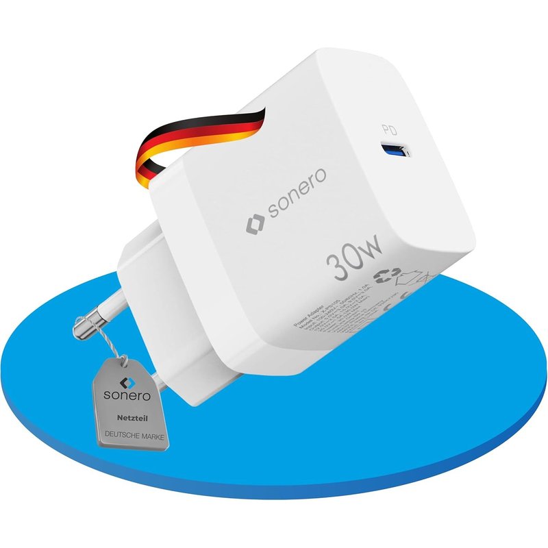 Chargeur Usb-C,1x 30 Watts Port Usb-C,Gan Chargeur Rapide,Alimentation Usb,Chargeur De Téléphone Portable Avec Détection Automatique Du Courant De Charge,Blanc