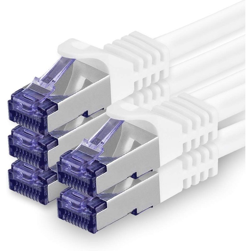 Câble Réseau CAT7 CAT 7 10 Gigabit-5x 3,0m-RJ45 Ethernet LAN DSL Routeur Modem-Blanc