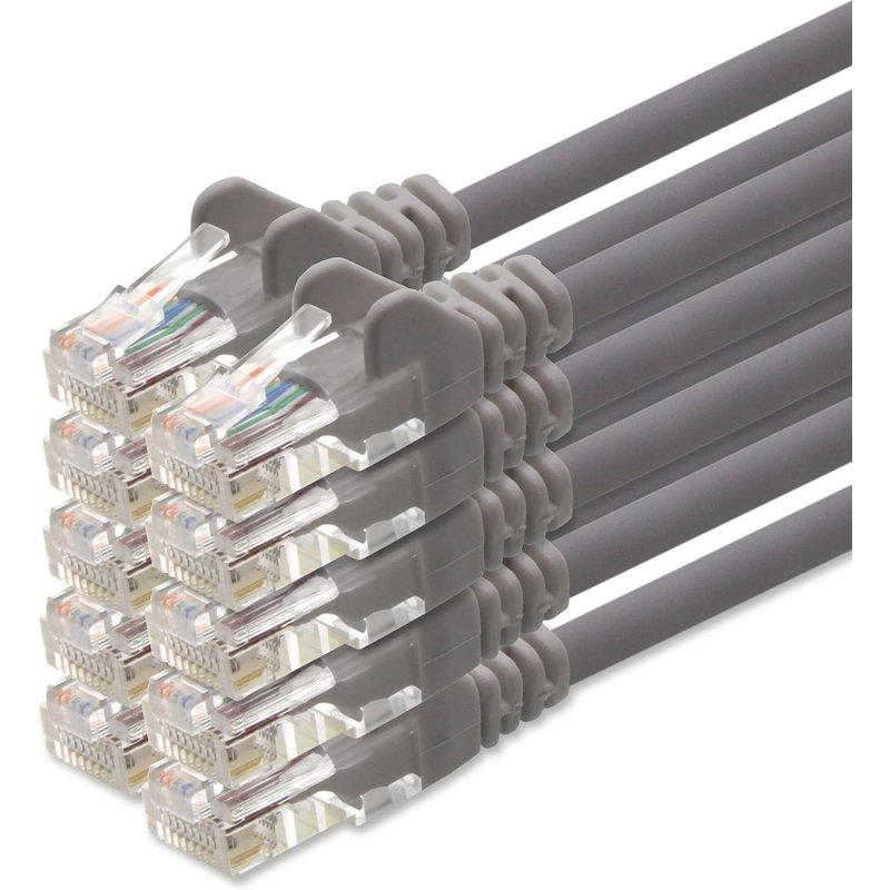Câble patch réseau CAT5 UTP avec 2x jeu de fiches RJ45 gris 10 pièces-0,25 m