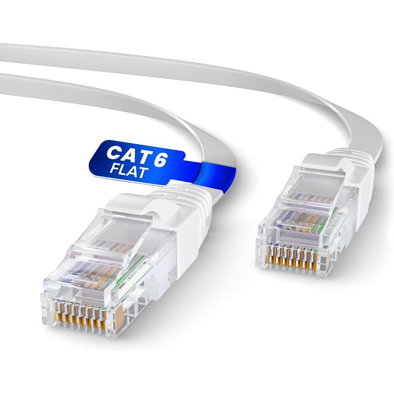 Plat Câble Ethernet 25m,Reseau LAN Cat 6 Haut Debit pour Une Connexion Internet Rapide & FiableCâble Ethernet Plat AWG24,Cat6 RJ45 UTP CCA 1 Gbps (25 Mètres,Blanc)