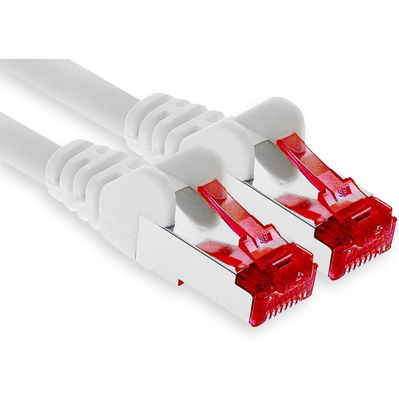 1x 10m câble patch CAT6 S/FTP blindage PIMF câble réseau CAT.6 RJ45 câble Ethernet routeur LAN DSL commutateur modem panneau de brassage-blanc-1 pièce