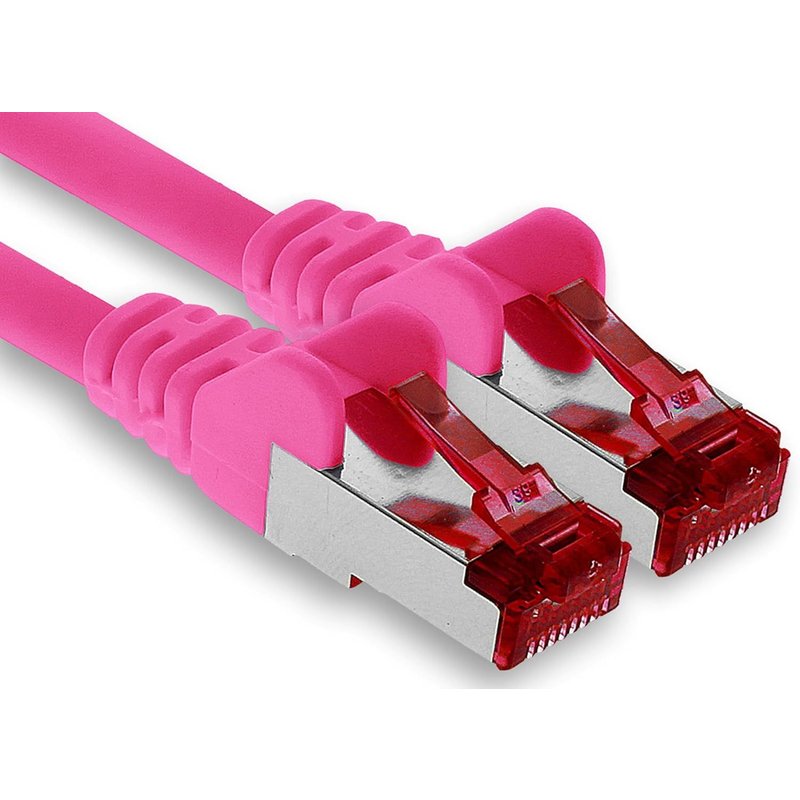 1x 3 mètres câble patch CAT6 S/FTP PIMF blindage câble réseau CAT.6 RJ45 câble Ethernet routeur LAN DSL commutateur modem panneau de brassage-magenta-1 pièce