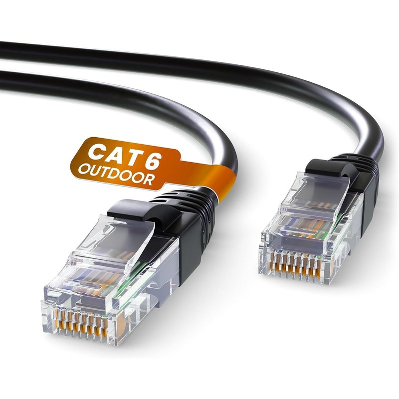 Exterieur Impermeable Câble Ethernet 50m,Reseau LAN Cat 6 Haut Debit pour Une Internet RapideCâble Ethernet AWG24,Cat6 RJ45 UTP CCA 1 Gbps (50 Mètres,Noir)