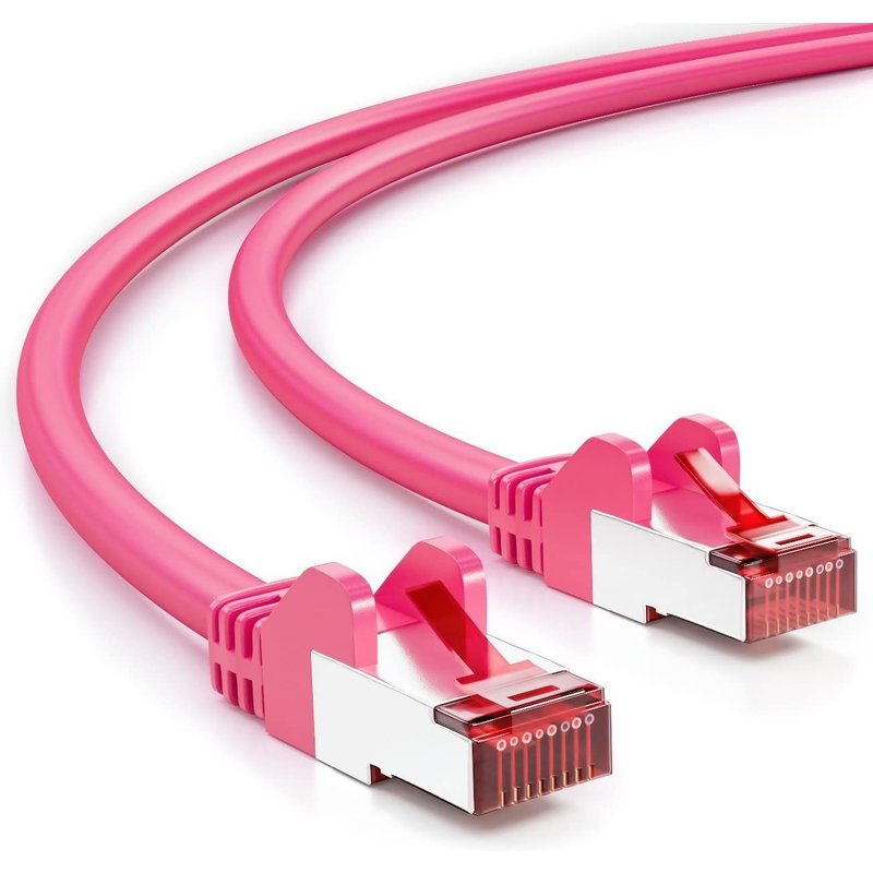 1,5m CAT6 Câble Réseau-Blindage PIMF S/FTP CAT-6 RJ45 Câble Ethernet-LAN DSL Routeur Modem Point d'Accès Patch Panels-Magenta