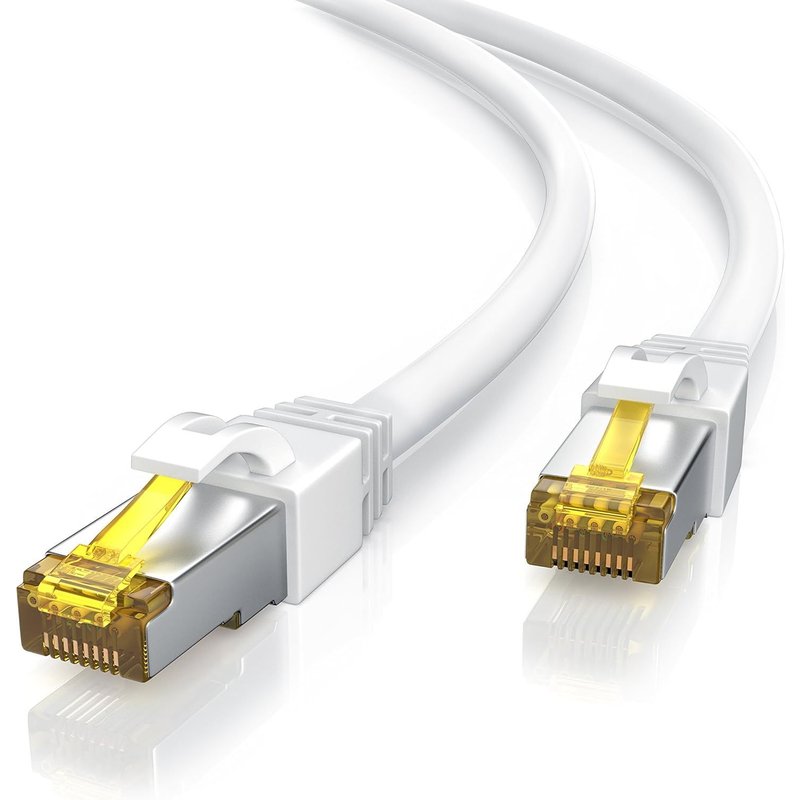 30m Câble réseau Cat 7 Ethernet Gigabit de 30 mètres Câble Patch 10000 Mbits,Gigabit Local LAN 10 Gbps,Blindage S/FTP PIMF fiches RJ45,Switch routeur Modem Point d'accès,Blanc
