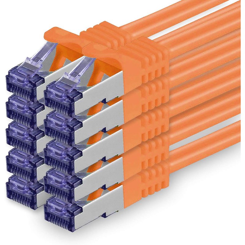 Câble Réseau CAT7 CAT 7 10 Gigabit-10x 0,5m-RJ45 Ethernet LAN DSL Routeur Modem-Orange