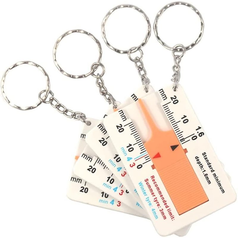 4 pièces Jauge de profondeur de pneu Jauge de profondeur d'usure de pneu Jauge de profondeur de pneu Jauge de profondeur d'usure de pneu