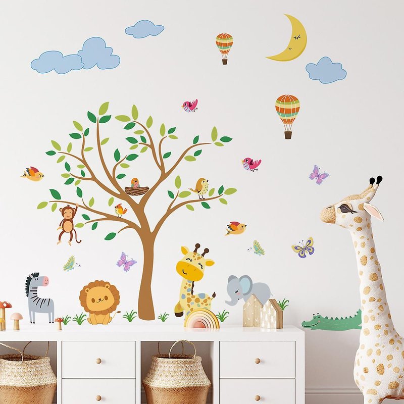 Sticker Mural Animaux De La Forêt, Arbre, Singe, Cerf, Décoration Murale Pour Chambre D'enfant, Bébé, Chambre D'enfant