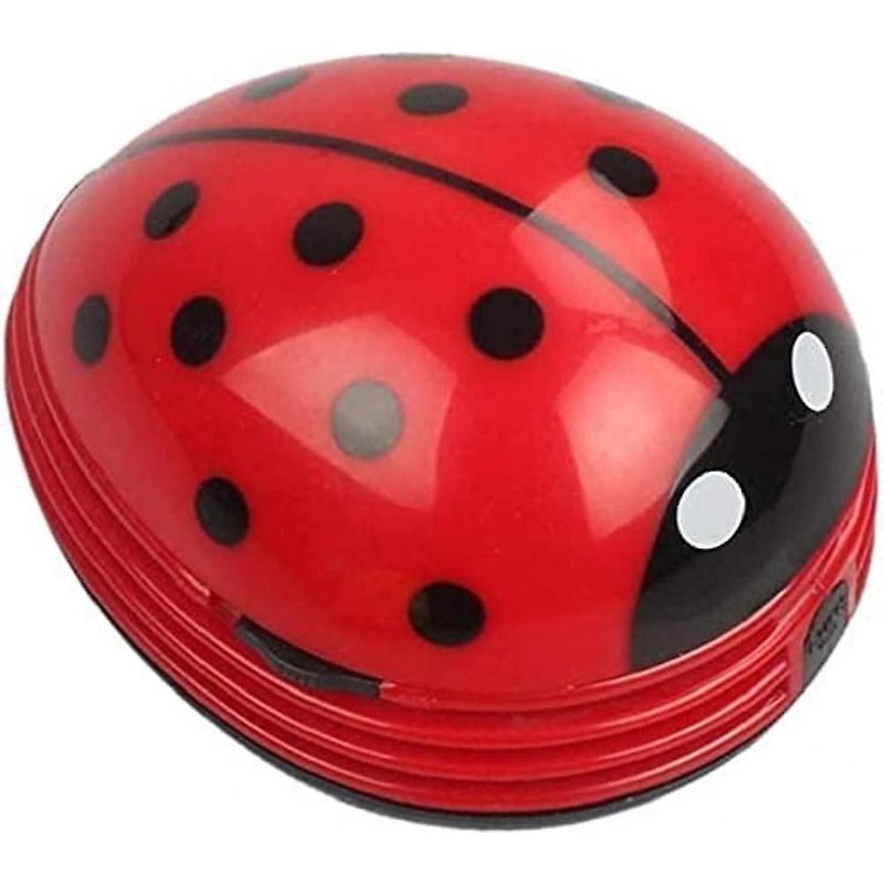 Mini aspirateur de table portable sans fil, aspirateur à poussière de bureau, mignon scarabée coccinelle, fonctionne à piles (rouge)
