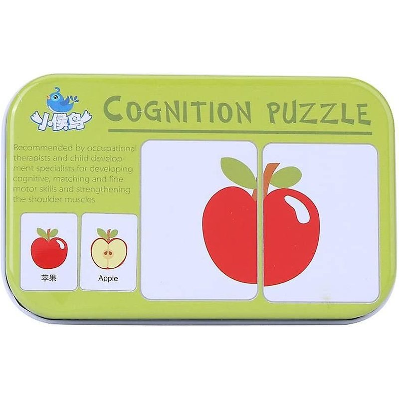 Cartes D'éveil Pour Bébés, Fruits Et Matériaux Vivants, Cartes D'apprentissage Pour Bébés, Puzzles Cognitifs Assortis Avec Boîte De Rangement En Fer Pour Bébés Et Tout-Petits (Fruits)