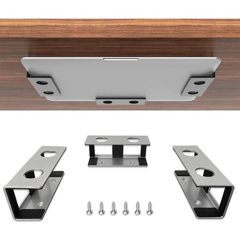 Support d'étagère en aluminium pour ordinateur portable,Mac Mini,MacBook Air/Pro avec silicone anti-rayures (argent)