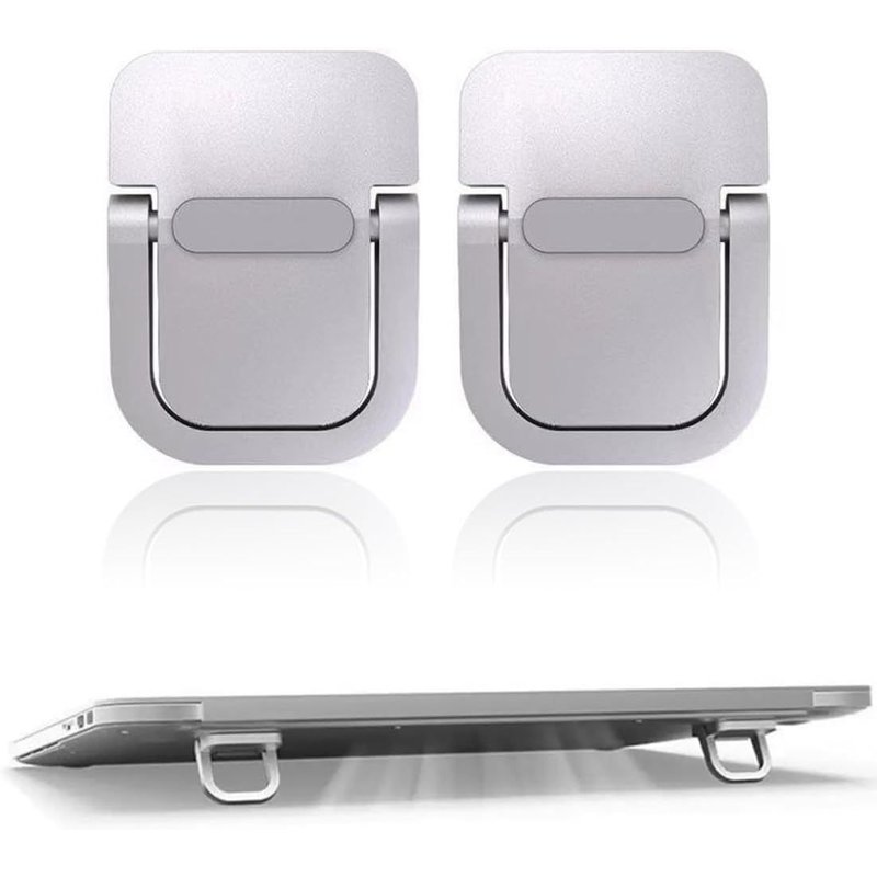 2 Pièces Mini Support de Laptop Portable,Élévation de Clavier pour Bureau,Pliable Invisible,Adhésif pour Ordinateur (Argent)