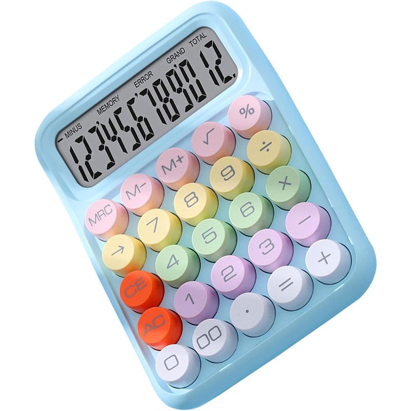 Calculatrice électronique Colorée,Calculatrice,Clavier Mécanique Pratique,Résistant aux Déversements,pour l'école et la Maison (Blue)