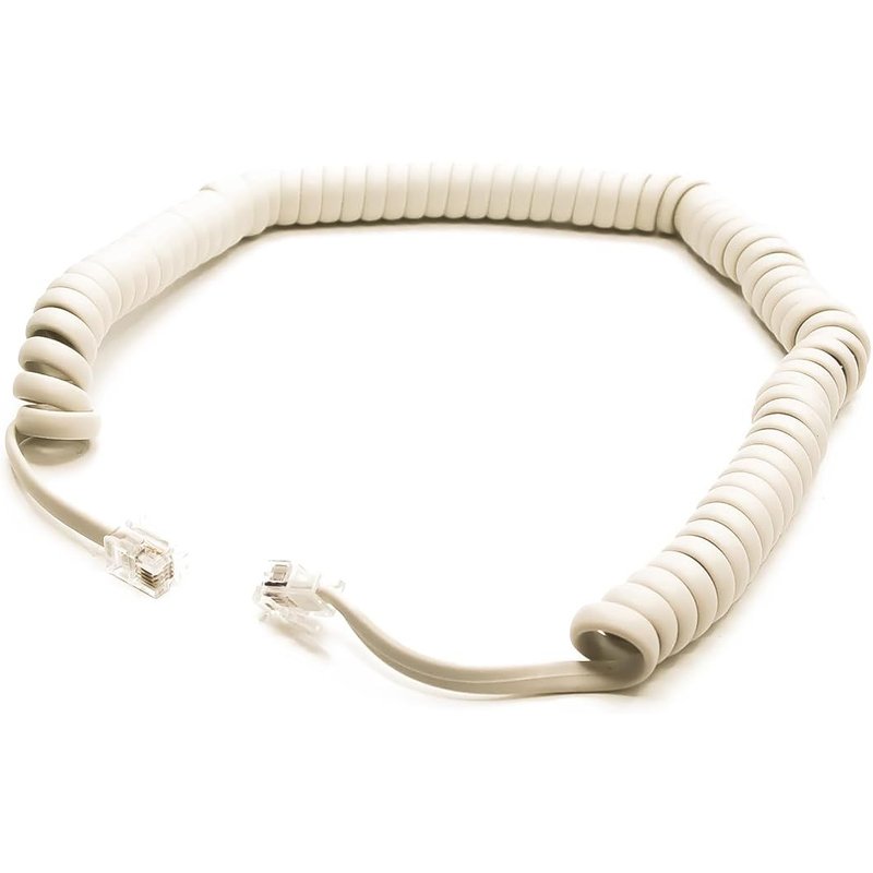 Cordon de Combiné Spiralé pour Téléphone Fixe-Câble Téléphonique Blanc RJ9 vers RJ9-2 Mètres de Long Déroulé