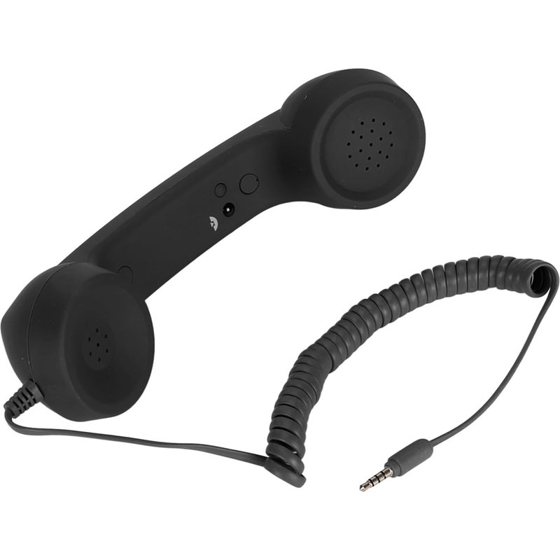 Combiné de Téléphone Portable,combiné Téléphonique Rétro Filaire de 3,5 Mm avec Adaptateur USB C,combiné Téléphonique Vintage Résistant aux Radiations pour Smartphone (Black)