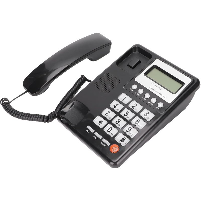 Téléphone Filaire Fixe de Bureau,Fonction de Recomposition FSK DTMF,Téléphone Filaire avec Identification de L'appelant,Téléphone Fixe pour Personnes âgées âgées (Noir)