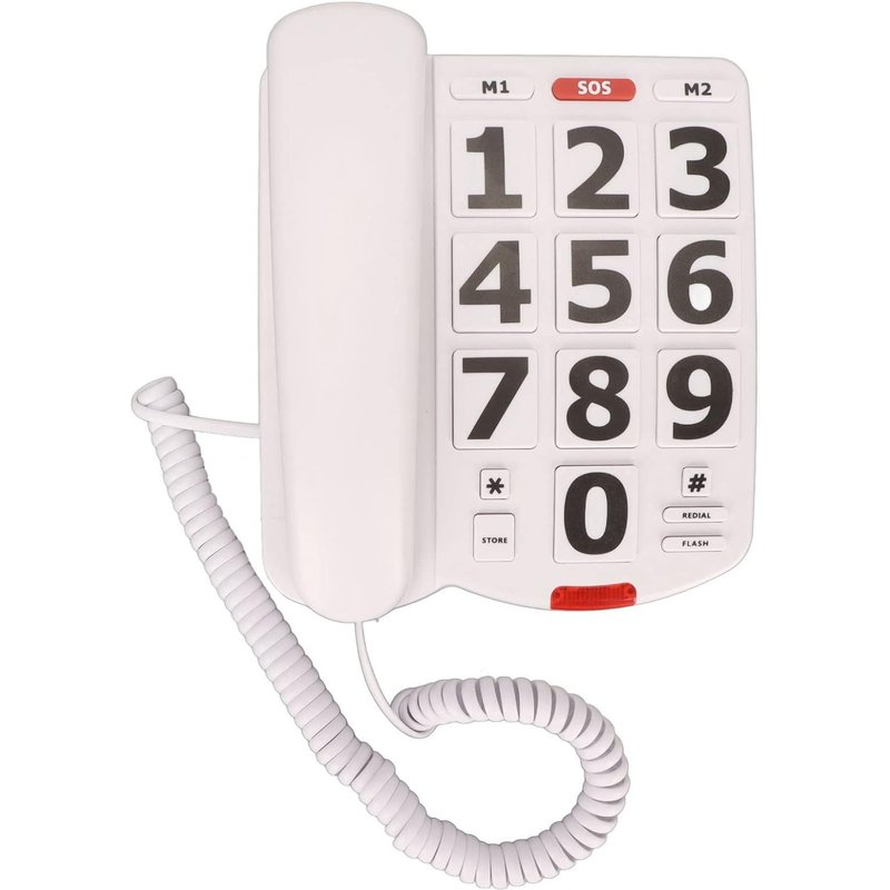 Téléphone à Gros Boutons pour Personnes âgées,Sonnerie Extra Forte,Volume Réglable et Cordon Long,Téléphone Filaire pour Malentendants et Malvoyants