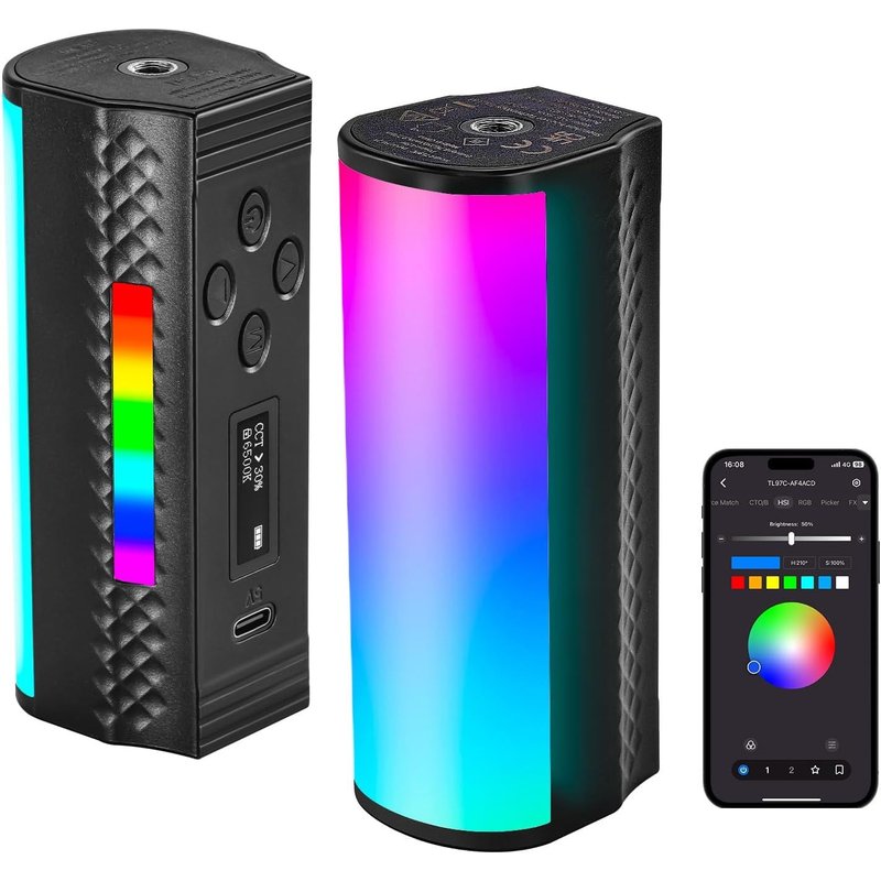 NEEWER Mini Bâton Lumineux LED Magnétique Portatif, Contrôle APP, Stick Eclairage Vidéo RGB Teinte 360°, Batterie 2500mAh, 2500K 8500K Réglable IRC 97, 17 Scènes Lumiere pour Photo Vlog TikTok, TL97C