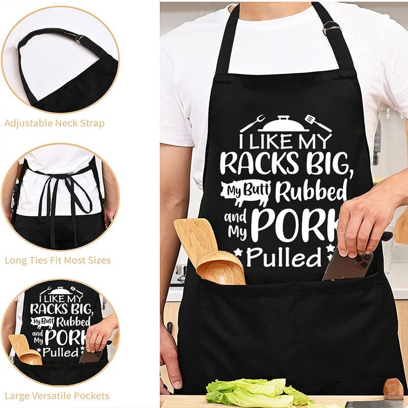 Tablier De Cuisine Etanche Tablier Bbq Papa/Maman Femme/Homme Avec 2 Poches Taille Réglable Anti-Brûle Tablier Humoristique Familial, Restaurant, Jardin, Barbecue, Café