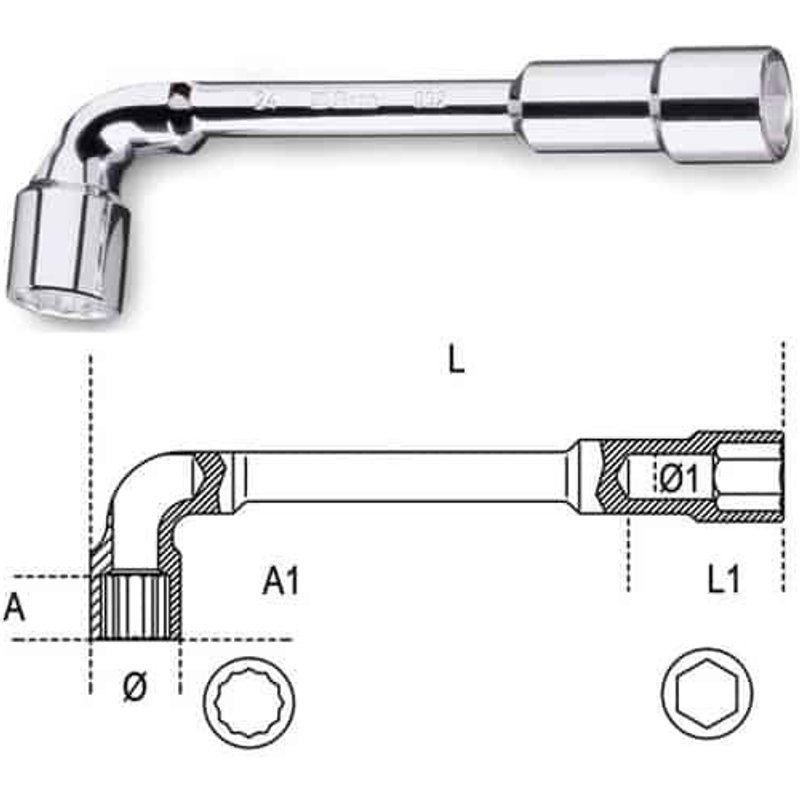 BETA Clés à pipe débouchée chromée polie - 932 - 148 mm - 12 - Mixte