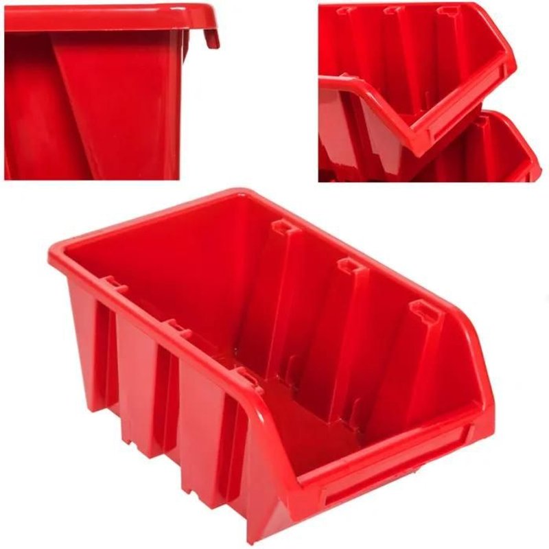 100 x Boîtes de rangement empilables en plastique botle bacs à bec a suspendre Rouge 160 x 230 x 120 mm