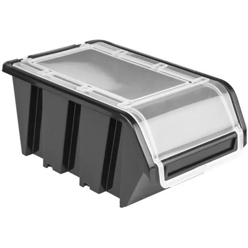 Lot de 10 boîtes empilables boîtes de rangement Bacs à bec Suspendu Conteneurs 160x230x120 mm noir plastique Garage Outil